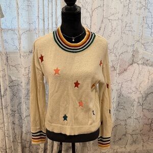 Jessica Simpson Cream Sweater with Multicolored Stars Size L
